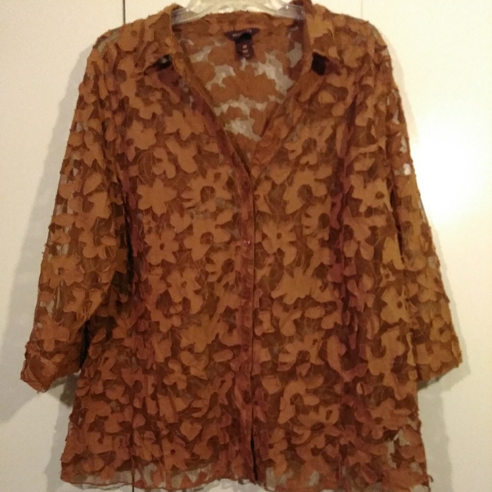 Tan and brown See Through Shirt